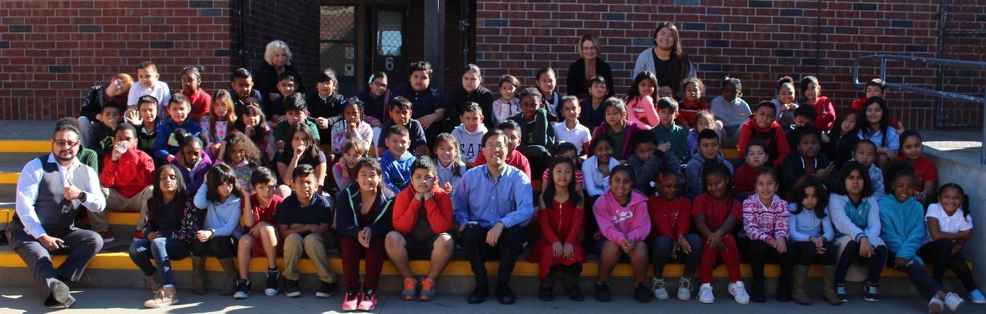 Dr. Pan with Third Grade students at Glenwood